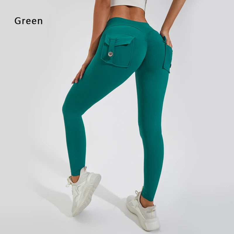 Women's Nylon Yoga Pants with Butt Pocket, Breathable Sports Leggings