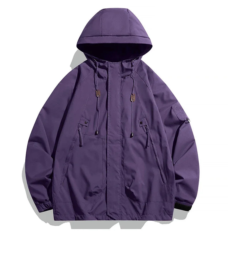 Men's Waterproof Hooded Windbreaker Coat for Hiking and Camping