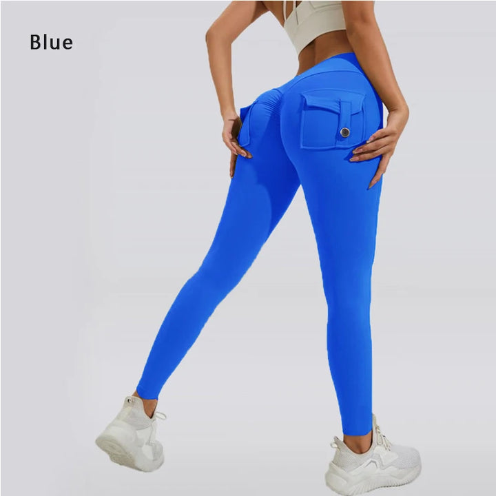 Women's Nylon Yoga Pants with Butt Pocket, Breathable Sports Leggings