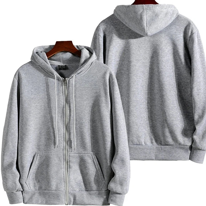 Men's Casual Long Sleeve Zipper Hoodie for Autumn Winter Wear