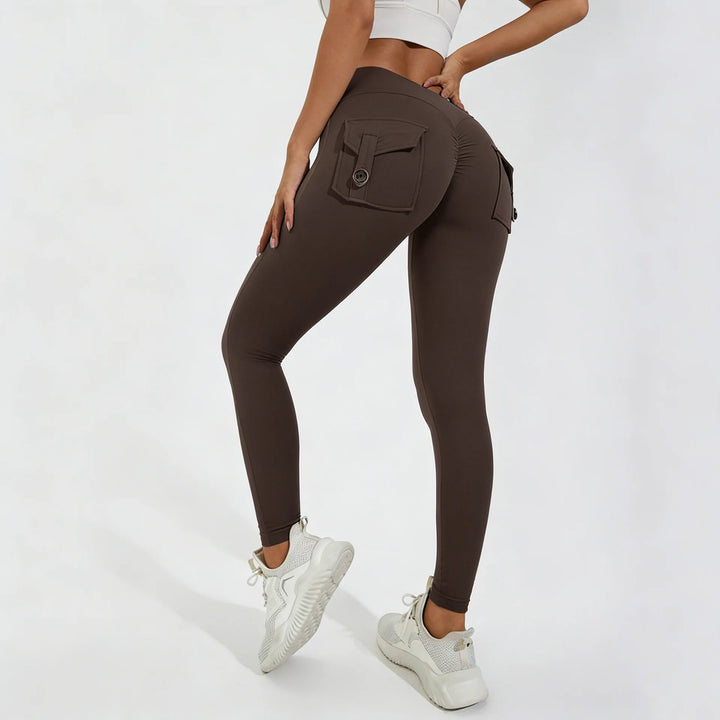 Women's Nylon Yoga Pants with Butt Pocket, Breathable Sports Leggings