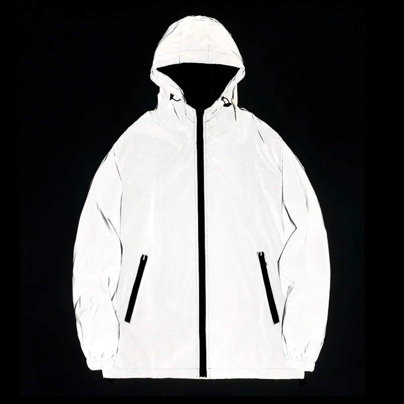 Men's Reflective Coat for Nightwear - Solid Color Polyester Fashion