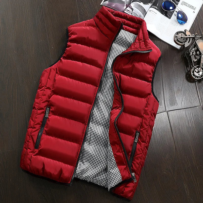 Men's Windproof Sleeveless Jacket - Thick Warm Down Cotton Vest