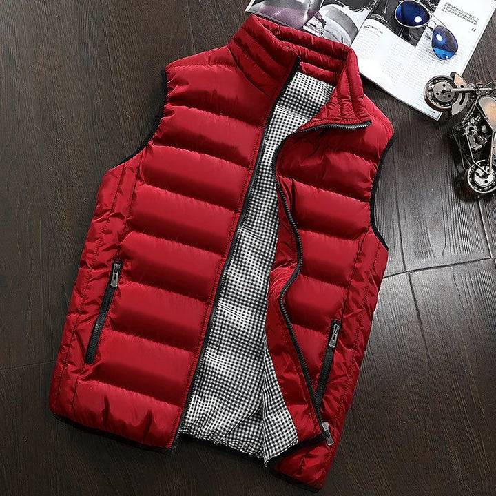 Men's Windproof Sleeveless Jacket - Thick Warm Down Cotton Vest