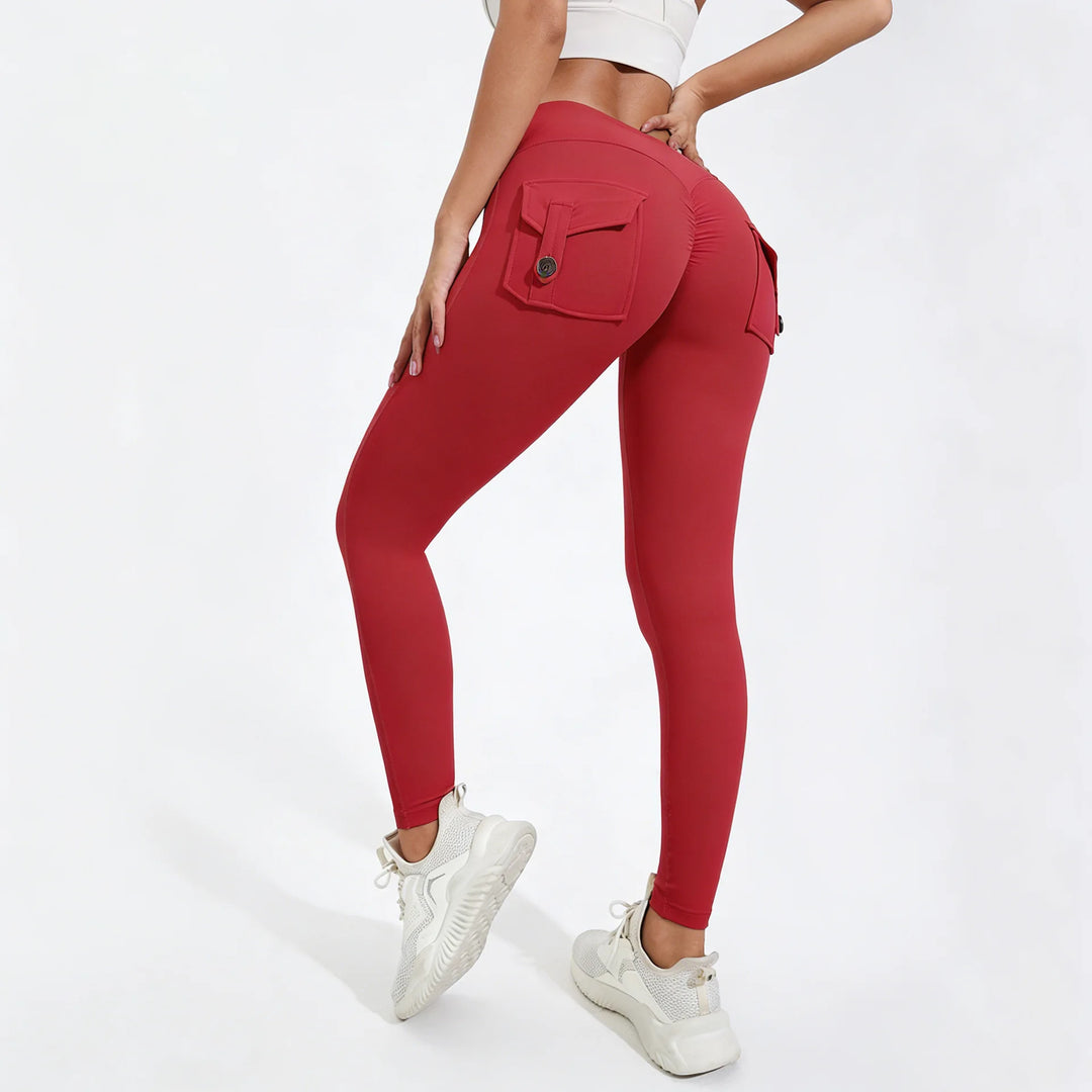 Women's Nylon Yoga Pants with Butt Pocket, Breathable Sports Leggings