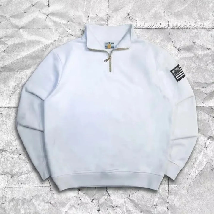 Men's Y2K Retro Quarterzip Pullover Hoodie Embroidered Casual Sweatshirt