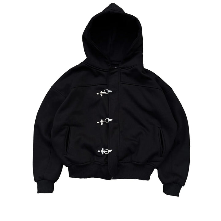 Women's Retro Y2K High Street Button Solid Color Hoodie Jacket