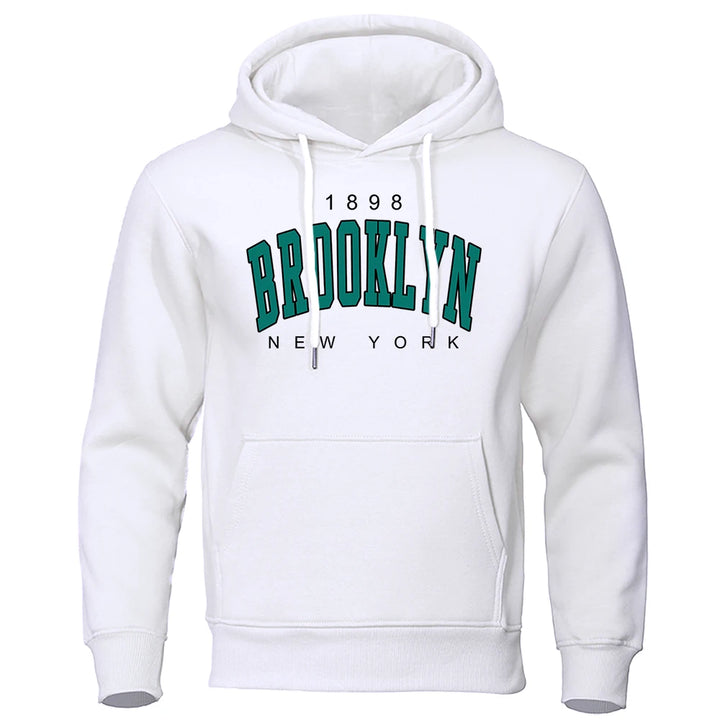 Men's Oversized Printed Crewneck Hoodie - Brooklyn Style Sweatshirt
