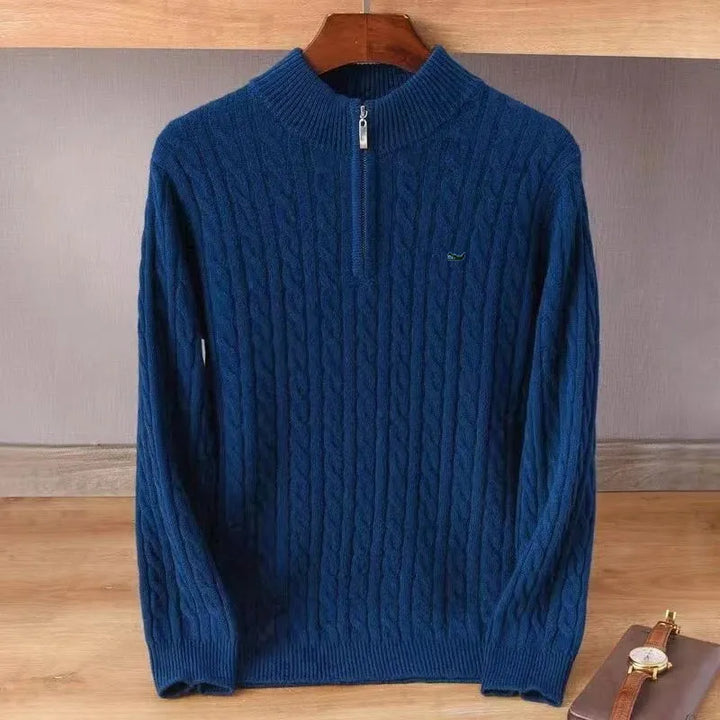 Men's Half-High Collar Zipper Knitting Sweater