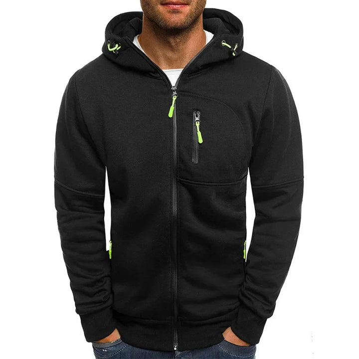Men's Long Sleeve Zipper Hooded Sweatshirt Casual Sports Jacket
