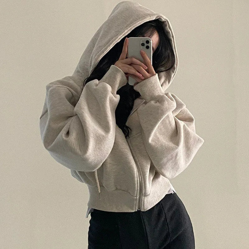 Women's Warm Fleece Lined Zip Up Hoodies for Autumn Winter Fashion