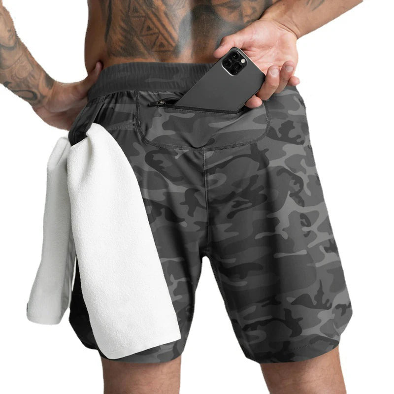 Men's Quick-Drying Solid Color Fitness Shorts for Casual Running