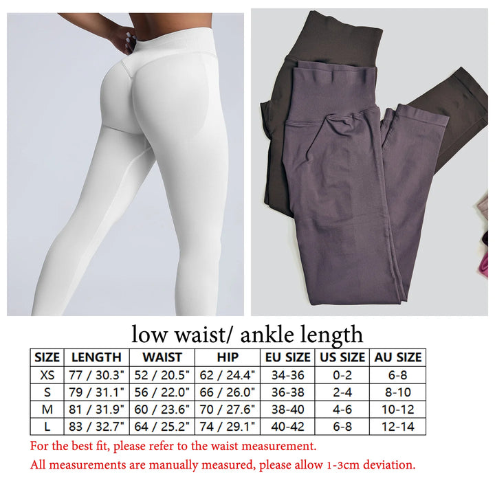 Women's Push-Up Low-Rise Seamless Yoga Leggings Pants for Gym Fitness