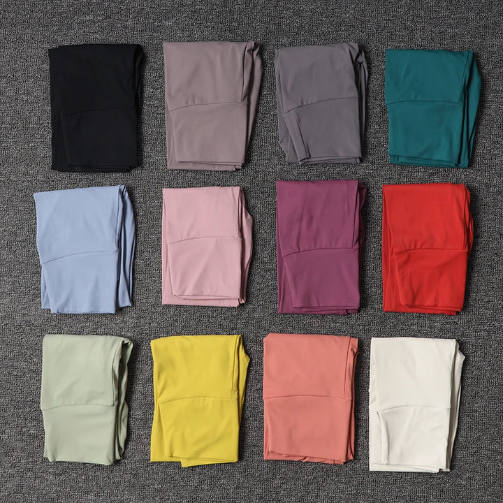 Women's High Waist Nylon Yoga Leggings for Fitness and Exercise