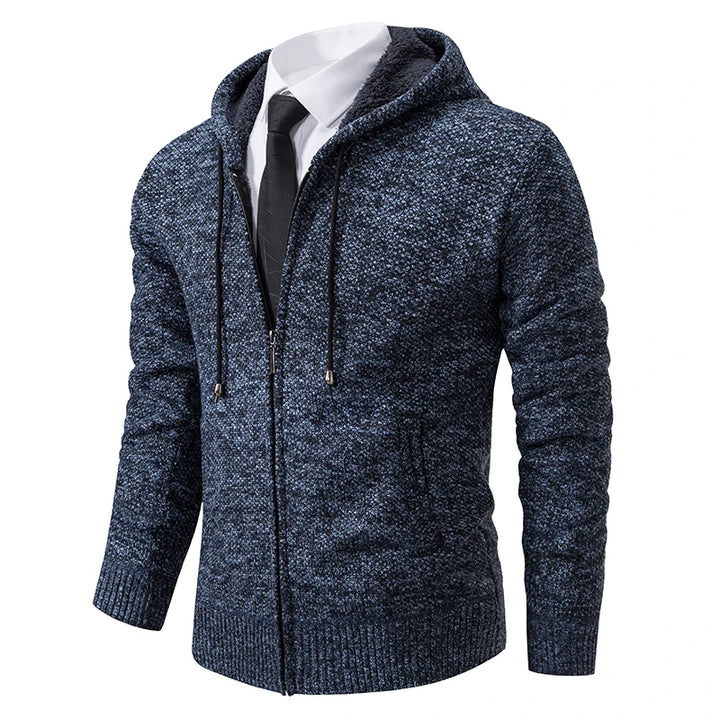 Men's Casual Sports Coat - Solid Color Stand Collar Fleece Cardigan