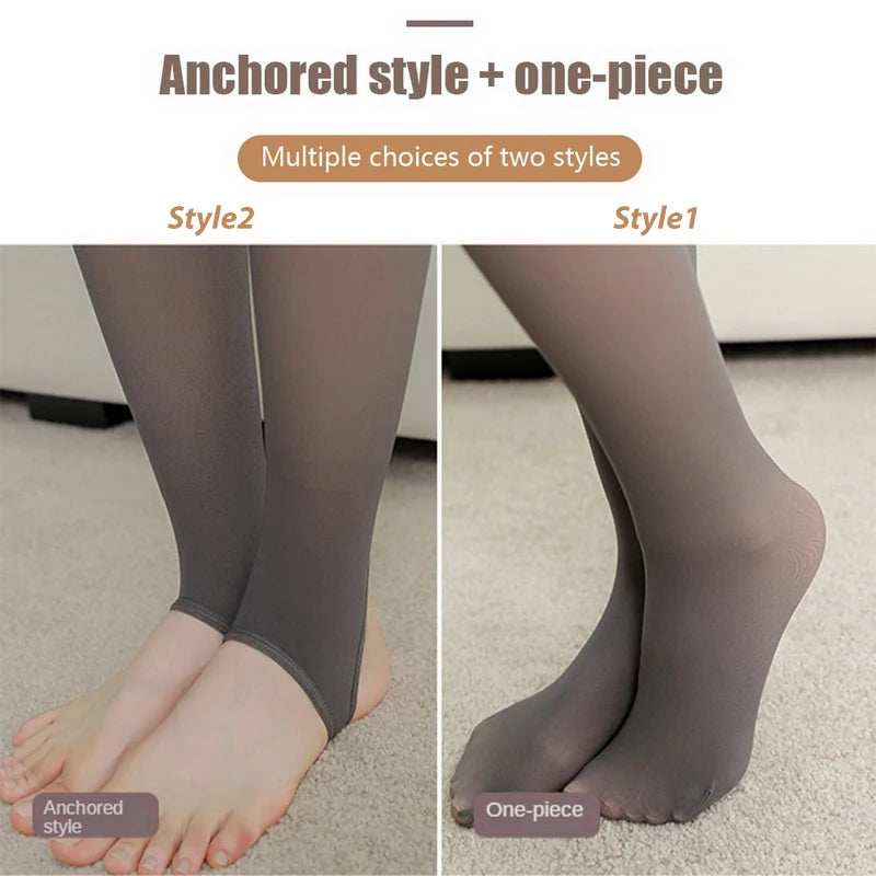 Women's Thermal Fleece Leggings - Thin Winter Warm Tights for Streetwear