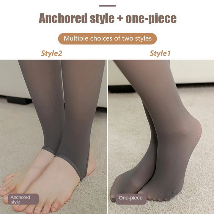 Women's Thermal Fleece Leggings - Thin Winter Warm Tights for Streetwear