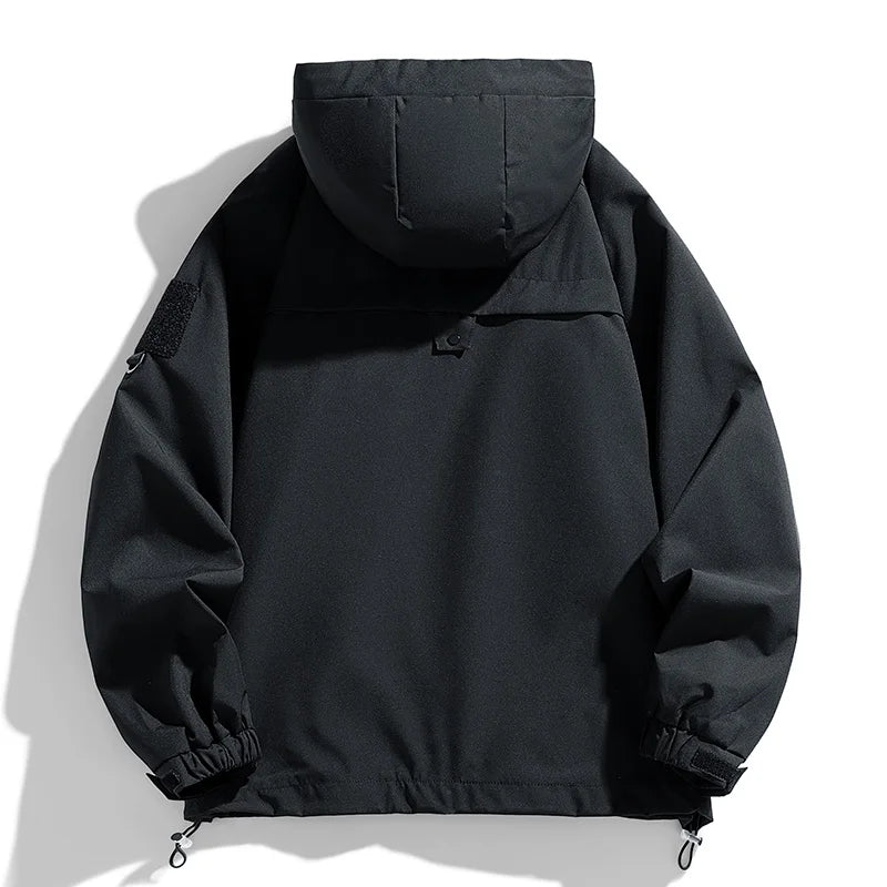 Men's Waterproof Hooded Windbreaker Coat for Hiking and Camping