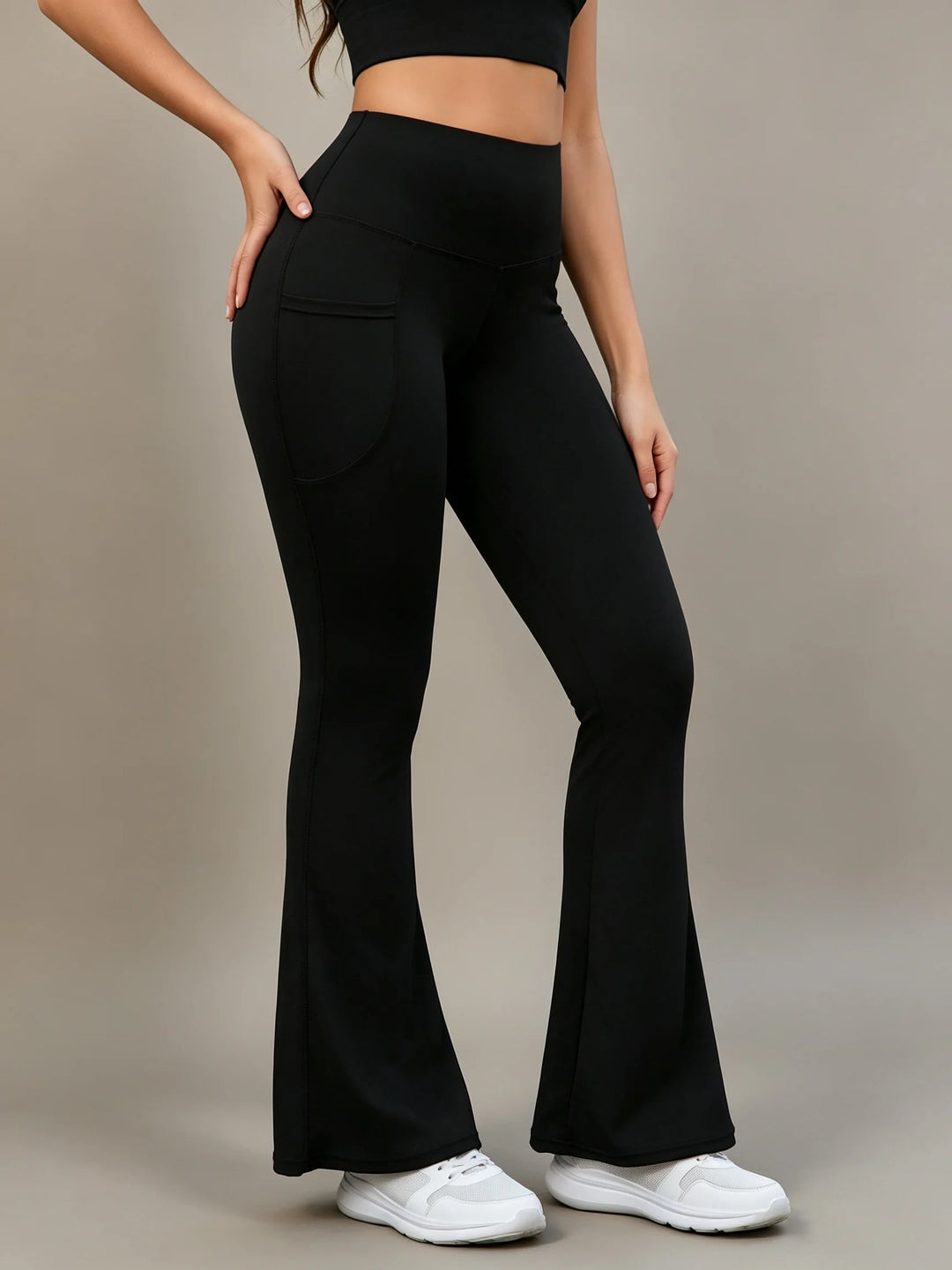Women's High Waisted Shaping Flare Leggings for Fitness and Running
