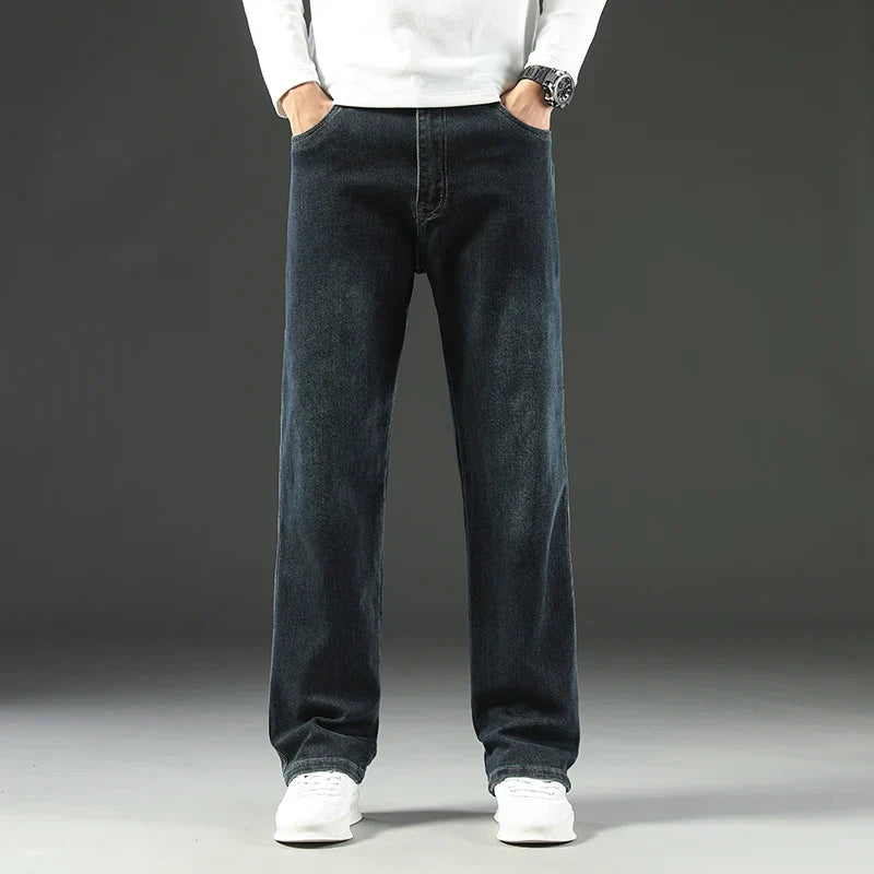 Men's Stretch Straight Leg Jeans – Dark Wash Denim