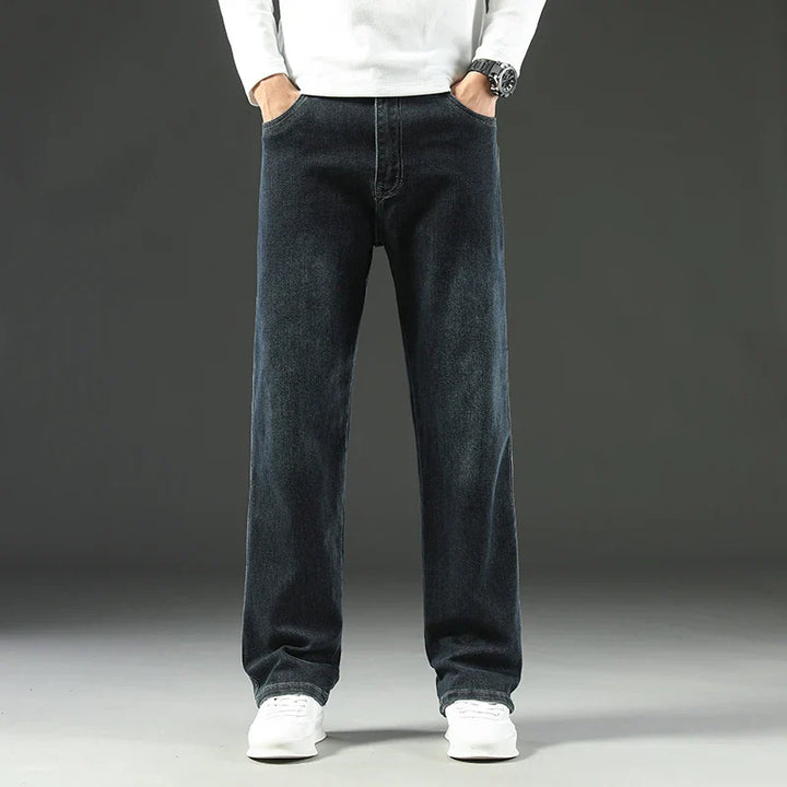 Men's Stretch Straight Leg Jeans – Dark Wash Denim