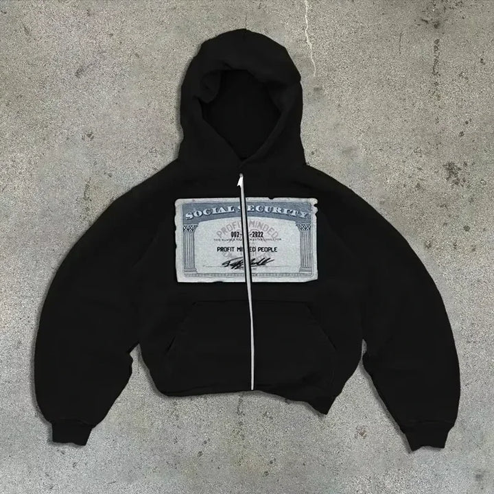 Women's Y2K Hip Hop Trend Zipper Hoodie Casual Vintage Sweatshirt