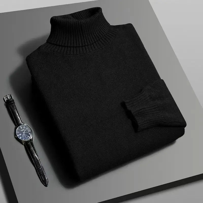 Men's High-Quality Knitted Turtleneck Sweater Slim Fit Long Sleeve