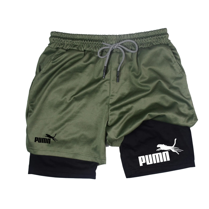 Men's Summer Breathable Two in One Compression Shorts Quick Drying M-3XL