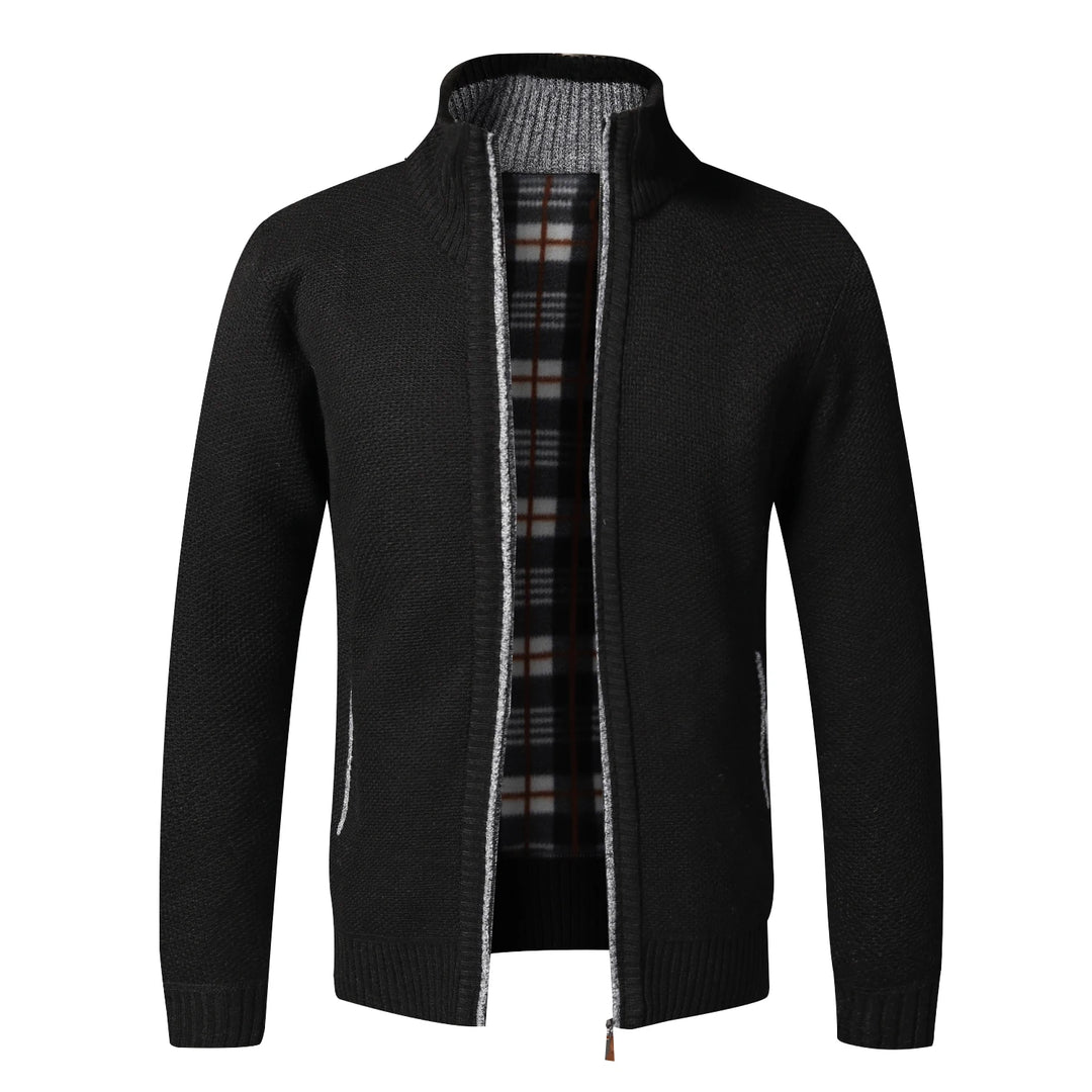 Men's Warm Fleece Cardigan Full Zip Slim Fit Knitted Sweater