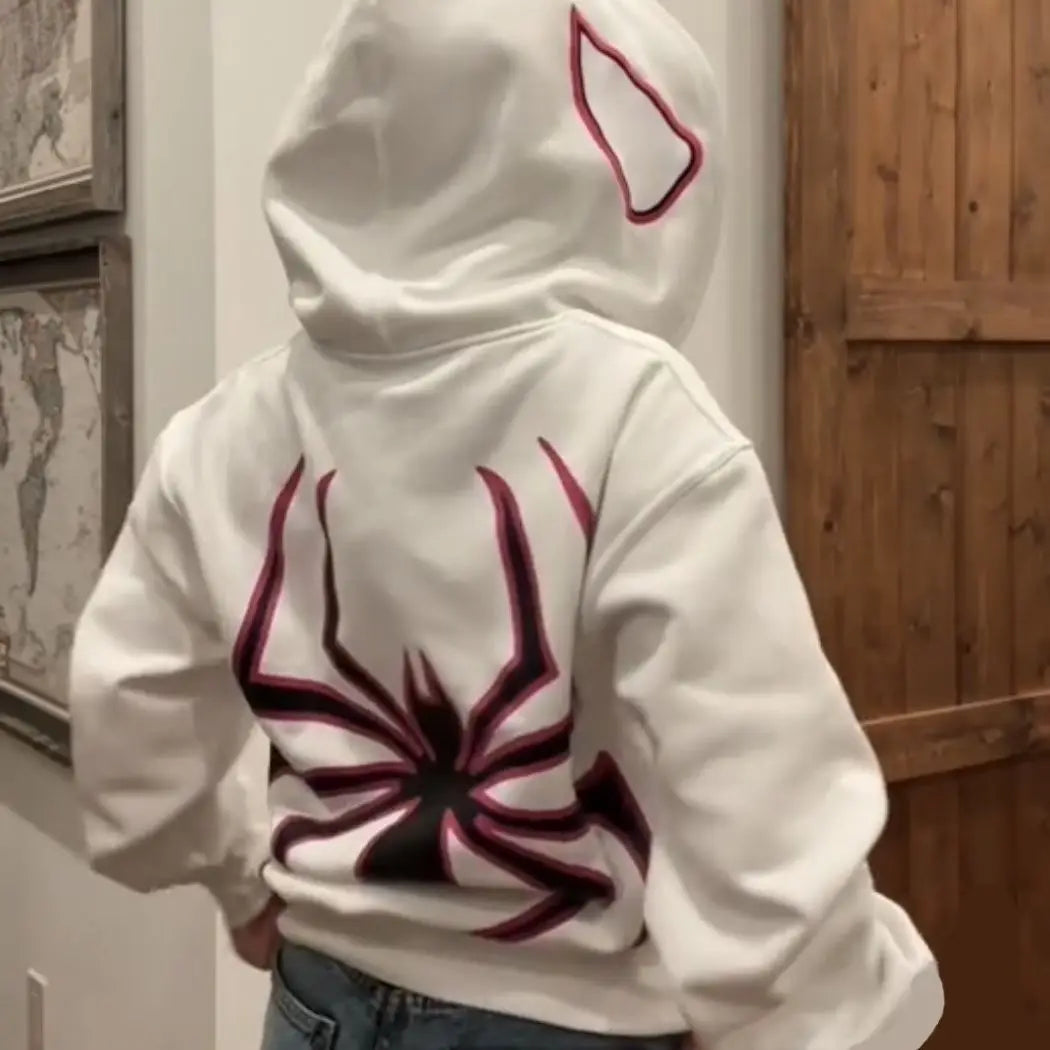 Men's Full Zip Up Graphic Oversized Hoodie Streetwear Punk Y2K Jacket