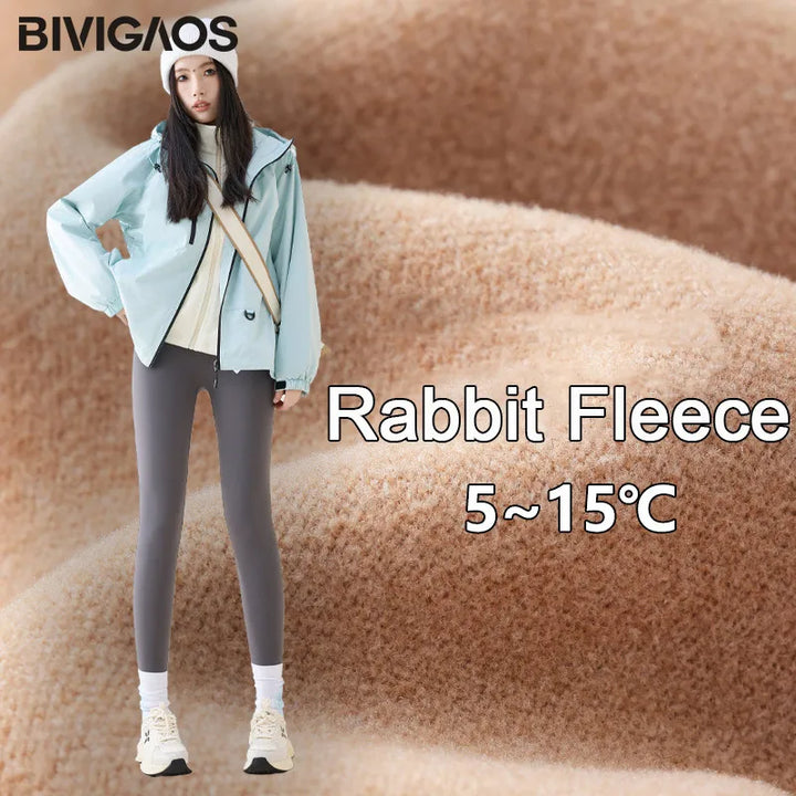 Women's High Waist Fleece Shark Skin Leggings - Warm & Slim Fit