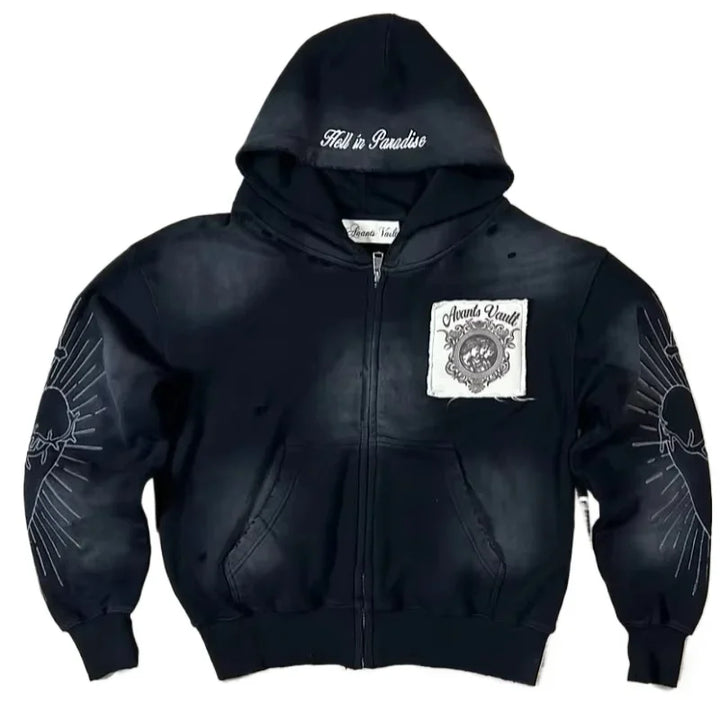 Women's Y2K Hip Hop Trend Zipper Hoodie Casual Vintage Sweatshirt