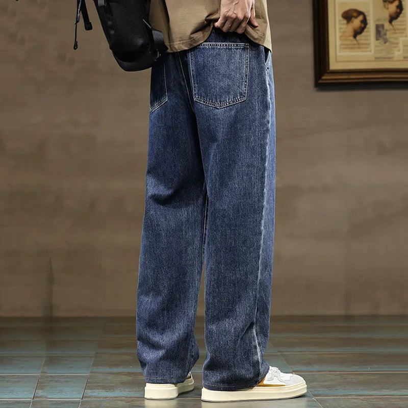 Men's Baggy Wide-Leg Drawstring Casual Denim Jeans