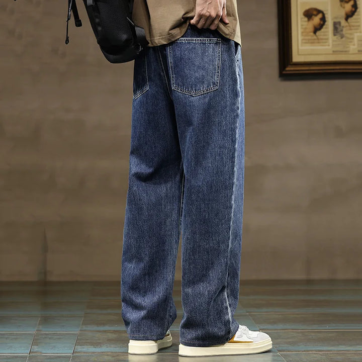 Men's Baggy Wide-Leg Drawstring Casual Denim Jeans