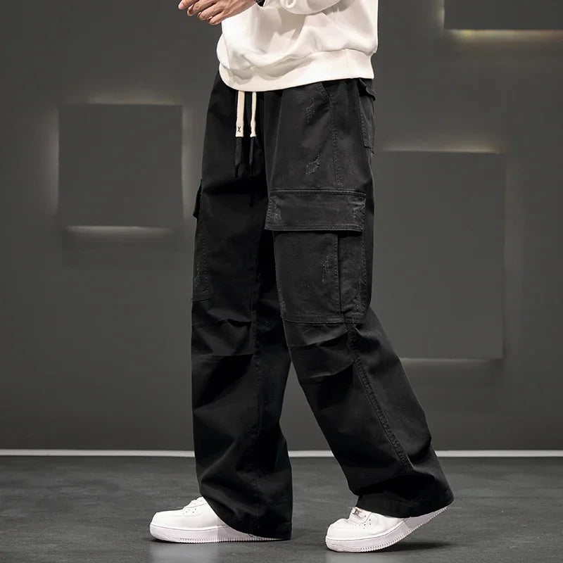 Men's Wide-Leg Cargo Pants – Relaxed Fit Streetwear Style