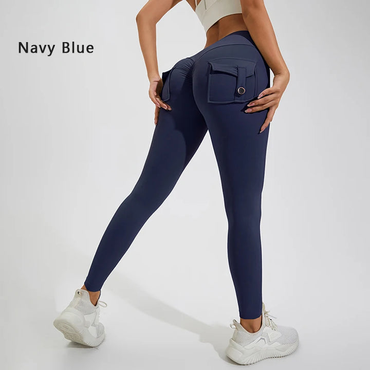 Women's Nylon Yoga Pants with Butt Pocket, Breathable Sports Leggings