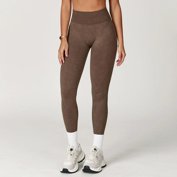 Women's High-Waist Seamless Sports Leggings, Ribbed Yoga Pants