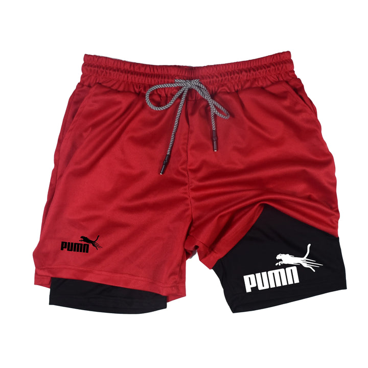 Men's Summer Breathable Two in One Compression Shorts Quick Drying M-3XL