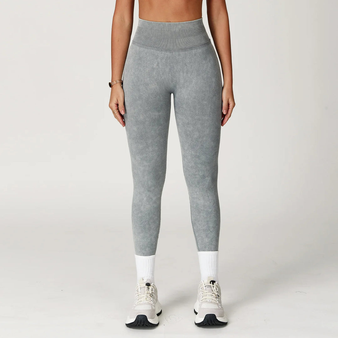 Women's High-Waist Seamless Sports Leggings, Ribbed Yoga Pants