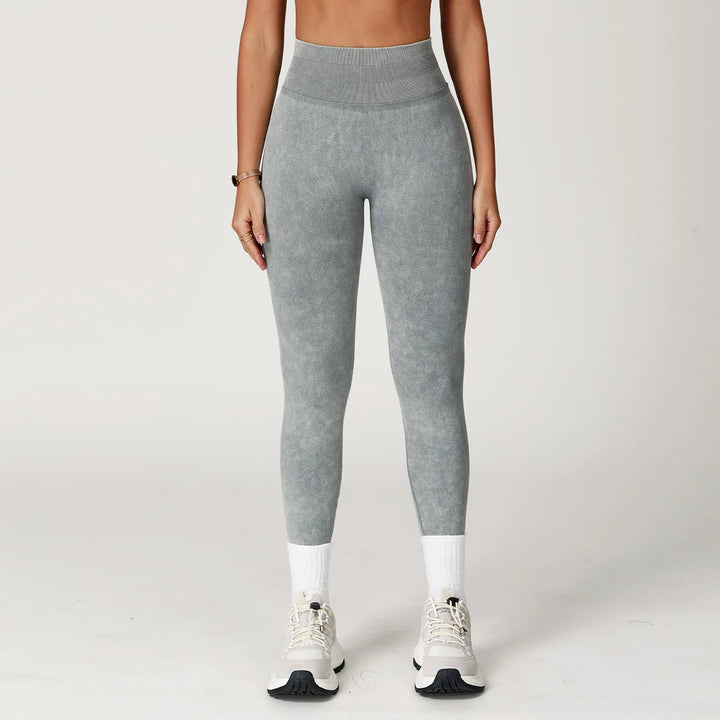 Women's High-Waist Seamless Sports Leggings, Ribbed Yoga Pants