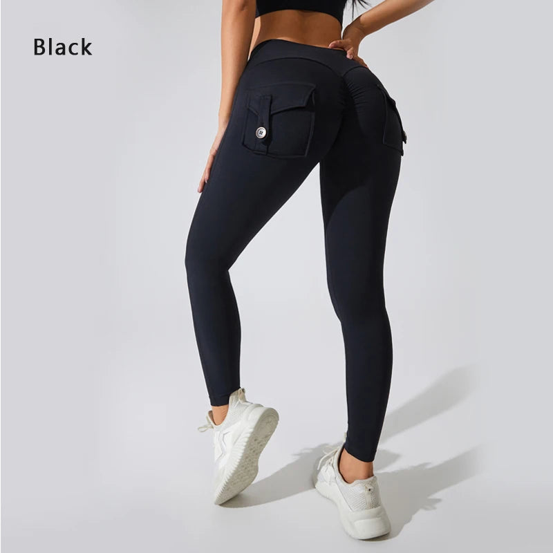 Women's Nylon Yoga Pants with Butt Pocket, Breathable Sports Leggings