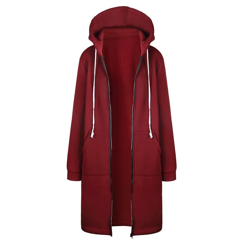 Women's Autumn Winter Thick Hooded Parka with Zipper Pocket