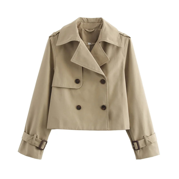Women's Vintage Short Trench Coat for Spring Autumn Chic Style