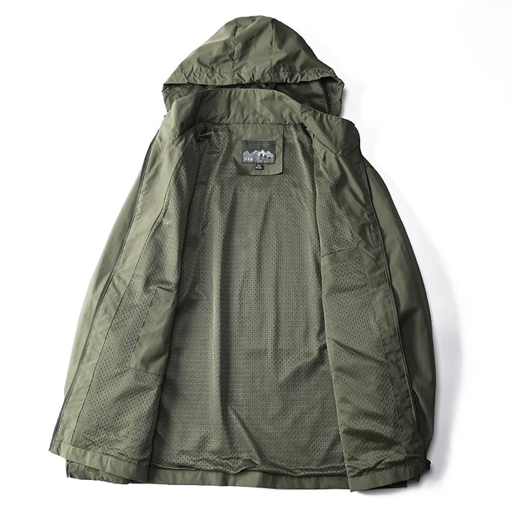 Men's Waterproof Tactical Hooded Windbreaker Coat for Winter
