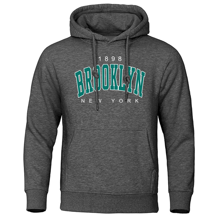 Men's Oversized Printed Crewneck Hoodie - Brooklyn Style Sweatshirt