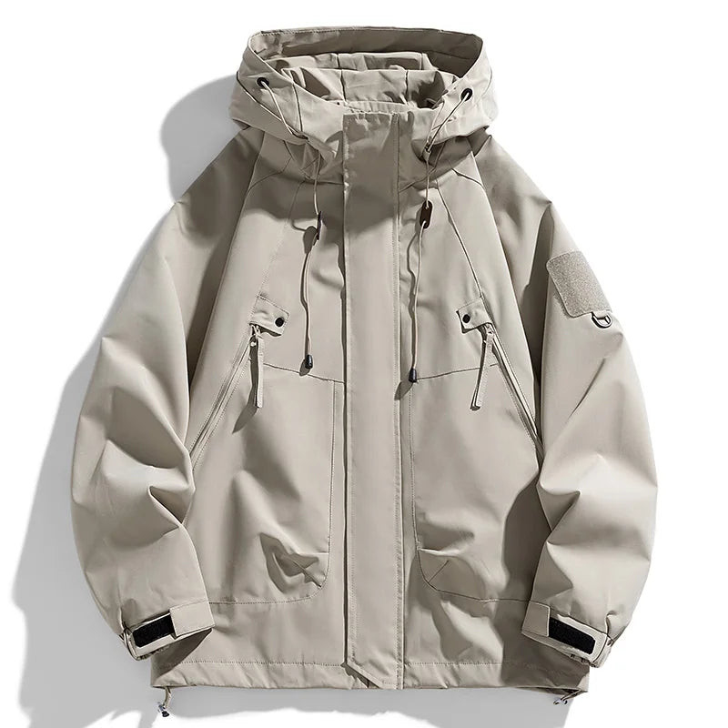 Men's Waterproof Hooded Windbreaker Coat for Hiking and Camping
