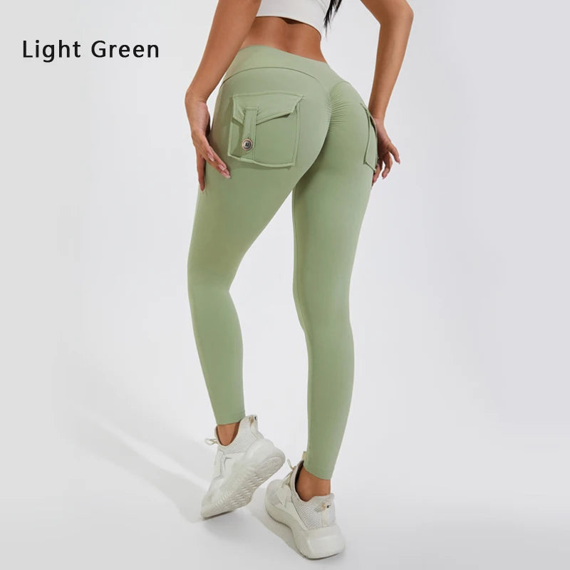 Women's Nylon Yoga Pants with Butt Pocket, Breathable Sports Leggings