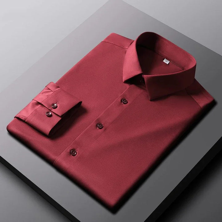 Men's Casual Solid Color Long Sleeve No-Iron Work Shirt