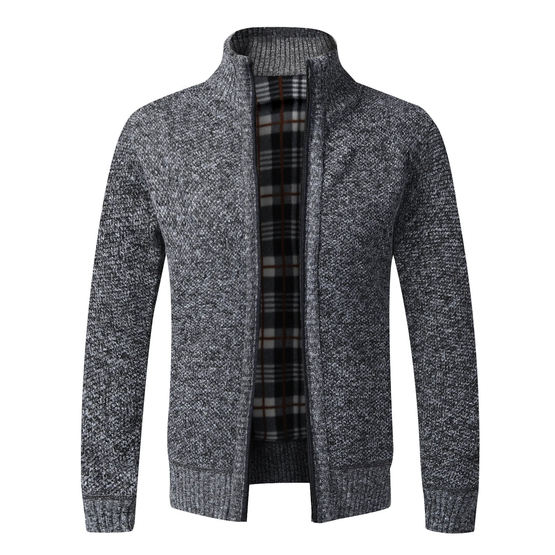 Men's Warm Fleece Cardigan Full Zip Slim Fit Knitted Sweater