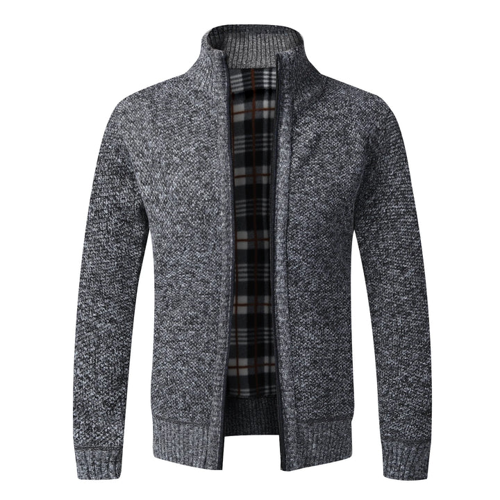 Men's Warm Fleece Cardigan Full Zip Slim Fit Knitted Sweater